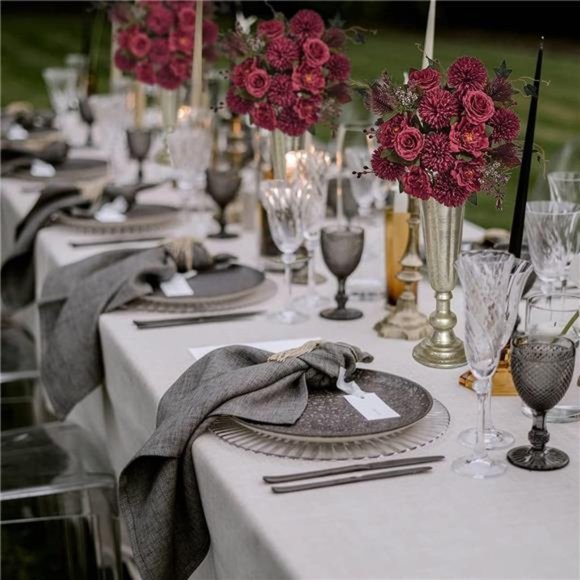 24 Heads Premium Artificial Flowers, Burgundy Silk Flower Peony Bouquets - Picture 3 of 6